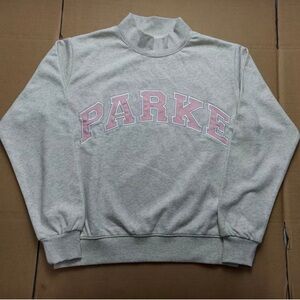 💖Parke Cozy Gray Sweatshirt with Pink Lettering